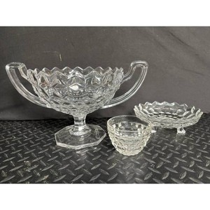Clear Cut Crystal Glassware Serving Set � Compote Bowl, Dishes, & Goblet