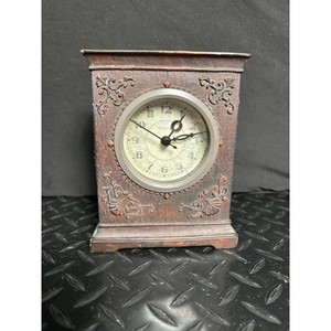 Resin Table Clock with Roman Numerals and Ornate Base