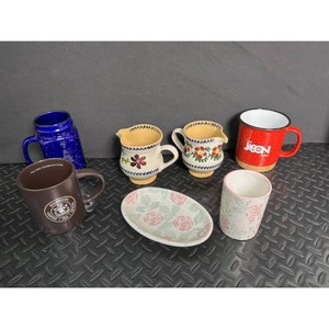 Mixed Pattern Ceramic Drinkware Set � Mugs, Cups, and Dish