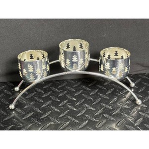 Silver Metal Christmas Tree Tea Light Holder Set of 3