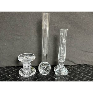 Clear Glass Bud Vases and Candlestick Set � 3 Pieces