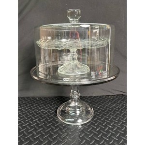 Clear Glass Pedestal Cake Stand with Dome Cover