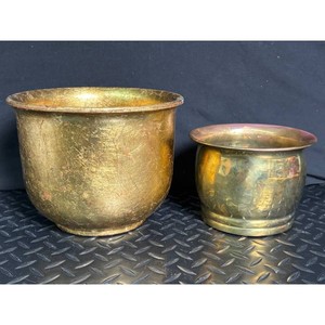 Brass Hammered Cachepot Planters � 2 Pieces, Made in Italy