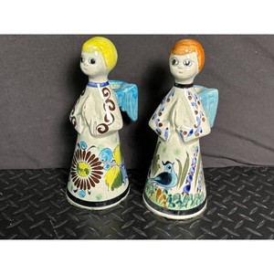 Hand-Painted Ceramic Angel Candle Holders Set of 2