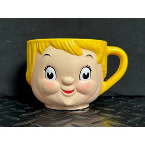 Yellow Plastic Child Face Mug with Handle