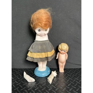 Made in Japan Celluloid Doll Parts Set with Dress and Head