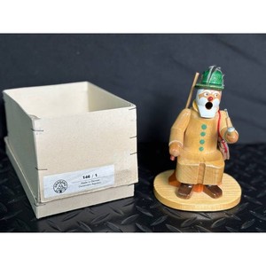 Wooden Smoky Figure on Round Base with Box and Hat