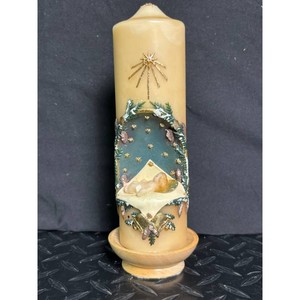 Gautsch Nativity Scene Decorative Candle � Cream Wax, Wood Holder