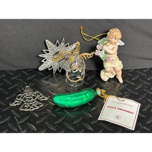 Schmid Resin Glass Christmas Ornaments 4 Pieces Angel Snowflake
