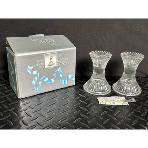 Clear Glass Ribbed Candle Holders Set of 2