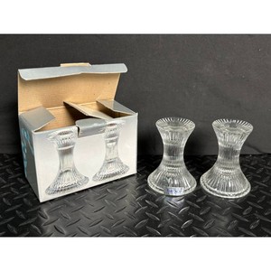Toscany Clear Lead Crystal Candlesticks � Pair, Handcrafted Yugoslavia