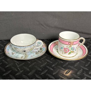 Porcelain Floral Teacup and Saucer Set � 2 Cups, 2 Saucers