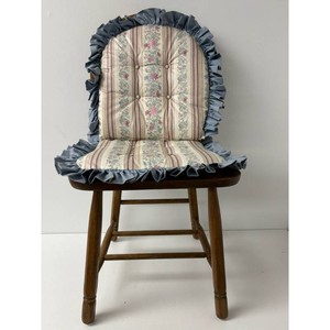 Vintage Wooden Chair Set with Upholstery Cushions � Floral Pattern, 3 Pieces
