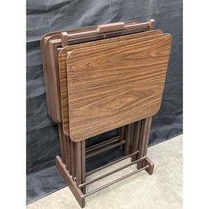 Brown Wood Folding TV Tray Table Set � 4 Pieces