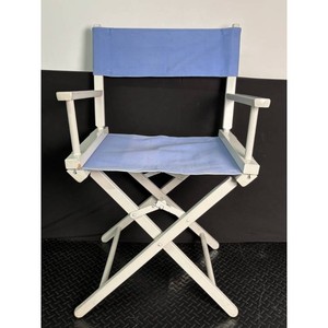 Light Blue Canvas Folding Directors Chair with Aluminum Frame
