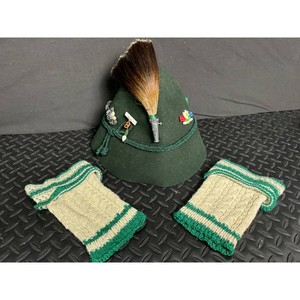 Green Felt Bavarian Hat with Feather and Pins