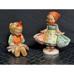 Hummel Porcelain Girl Reading Figurine Set of 2
