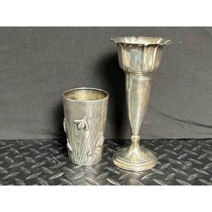 Silver-Plated Floral Vase and Cup Set, 2 Pieces
