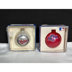 Sports Collectors Series MLB Glass Ornaments 2-Pack Twins & Super Bowl XXVI