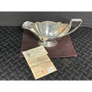 Silver Plate Footed Gravy Boat with Handle and Monogram