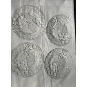 Clear Glass Grape Leaf Plates Set of 4, 7 in