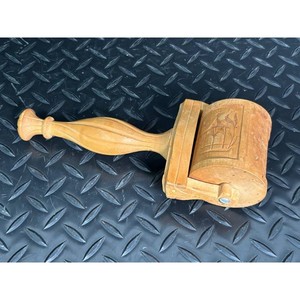 Hand-Carved Wood Rolling Pin Cookie Stamp with Handle