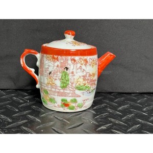 Japanese Porcelain Red Floral Teapot with Lid � Japan Marked