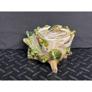 Green Ceramic Shell Trinket Box with Lid