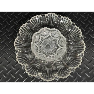Clear Cut Glass Footed Compote Bowl with Lid, 2 Pieces