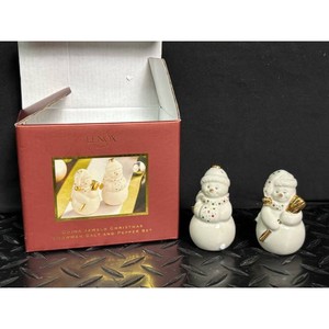 Lenox China Jewels Snowman Salt and Pepper Set � White Ceramic