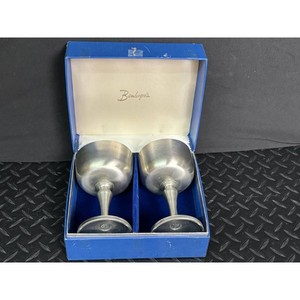 Silver Metal Coupe Glasses by Bruce Camberger � Pair