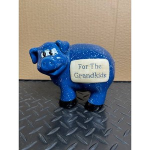 Blue Ceramic Piggy Bank Figurine - For The Grandkids Keepsake