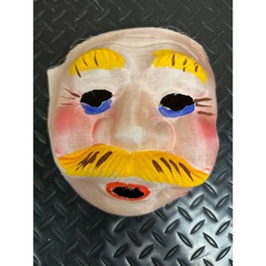 White Fabric Commedia Mask � Hand Painted Mustache and Eye Cutouts