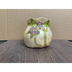 Cream Ceramic Trinket Bowl with Purple Floral Design