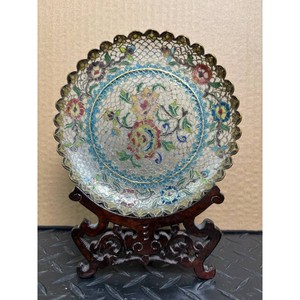Chinese Cloisonne Enamel Plate with Stand � Floral Pattern Charger