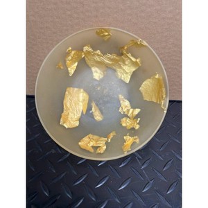 Amber Glass Compote Dish with Gold Leaf Accents