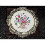 Wallace Silver Plate Floral Round Tray