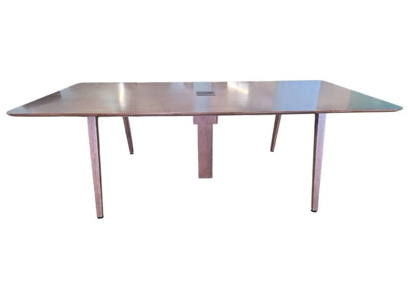 Rectangular confrence table with built in power grommet
