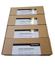 Set of four CyberPower 8-outlet surge protectors 1200 Jules 4 ft Cord  2.4 A USB