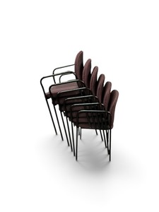 Set of six HON multipurpose stacking arm chair