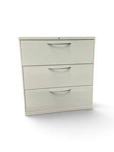Steelcase three-drawer metal lateral file cabinet