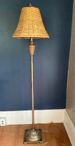 Floor Lamp with Wicker Shade