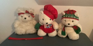Vintage Santa Bear Lot of 3 Bears
