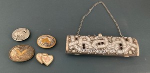 Lot of 4 belt buckles and Purse