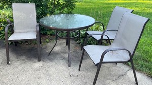 Round Outdoor Table and 3 Stacking Chairs