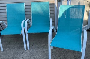 Lot of 3 Teal Stacking Chairs