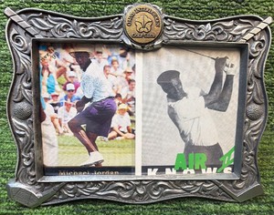 Michael Jordan Golf Lot, 2 MJ Golfing Cards inside a Nice Metal Frame from Omni Interlocken Golf Club 