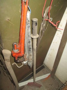Large size pipe wrenches, ax, heavy duty scraper and forging pliers