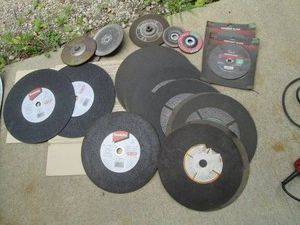 14in Cutoff wheels, 7-714 masonry blades and misc cutting discs shown