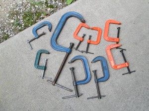 Collection of c-clamps from 3 to 8 inches